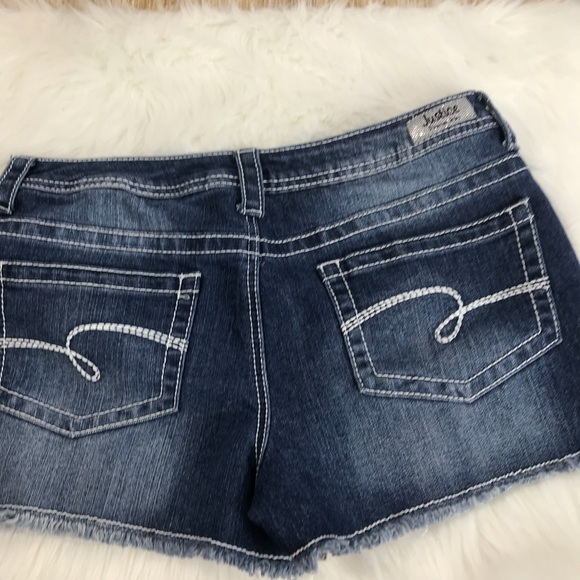Justice Sequin Distressed Flag Denim Jean Shorts - Picture 5 of 12